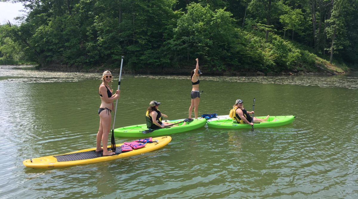 Group of paddlers on Burr Oak Lake